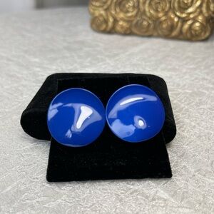 Vintage 80’s Bold Blue Round Earrings